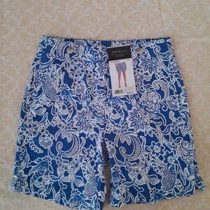 Rafaella Ladies Stretch Fashion Button Comfort Bermuda Short (Amparo Blue)